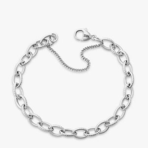 Sterling Silver Oval Link Chain Bracelet - Silver